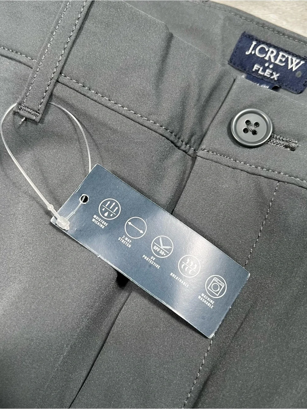 NWT J Crew Slim Tech Pants Mens 38x32 Gray Commuter Casual Wicking